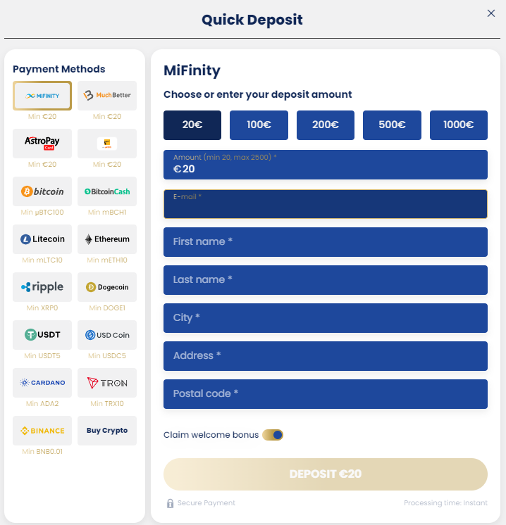 Lukki Casino Deposit Methods